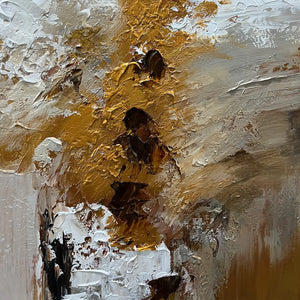 Golden Whispers: Textured Abstract Painting