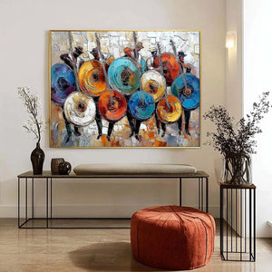 HARMONY IN HUES: Textured Palette Knife Painting of Musicians