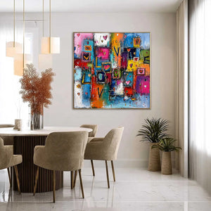 HEARTBEAT SYMPHONY: Colorful Abstract Love & Hearts Impasto Painting