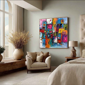 HEARTBEAT SYMPHONY: Colorful Abstract Love & Hearts Impasto Painting