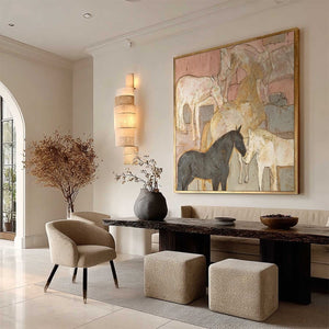 HERD WHISPERS: Figurative Textured Horse Painting