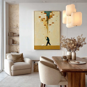 HOMEWARD BOUND: Textured Figurative Painting of Man and Dog