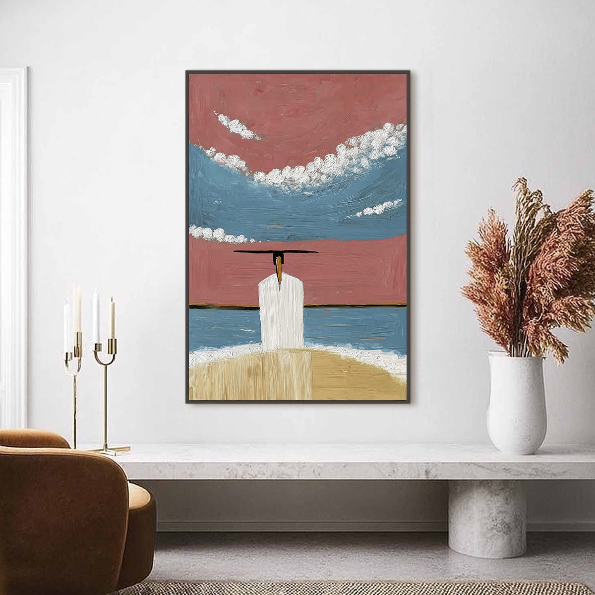 HORIZON'S EDGE: Textured Minimalist Abstract Seascape Painting