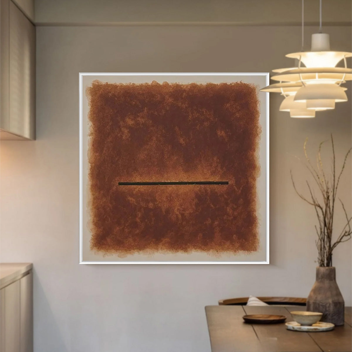 HORIZON Textured Minimalist Abstract Brown Oil Painting