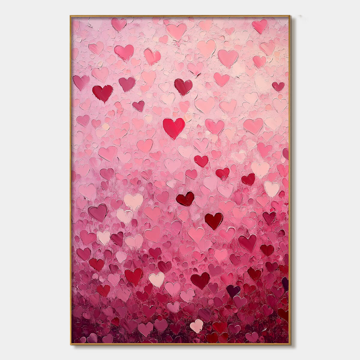 Heart Rain: Textured Impasto Abstract Oil Painting Canvas Wall Art Love Decor
