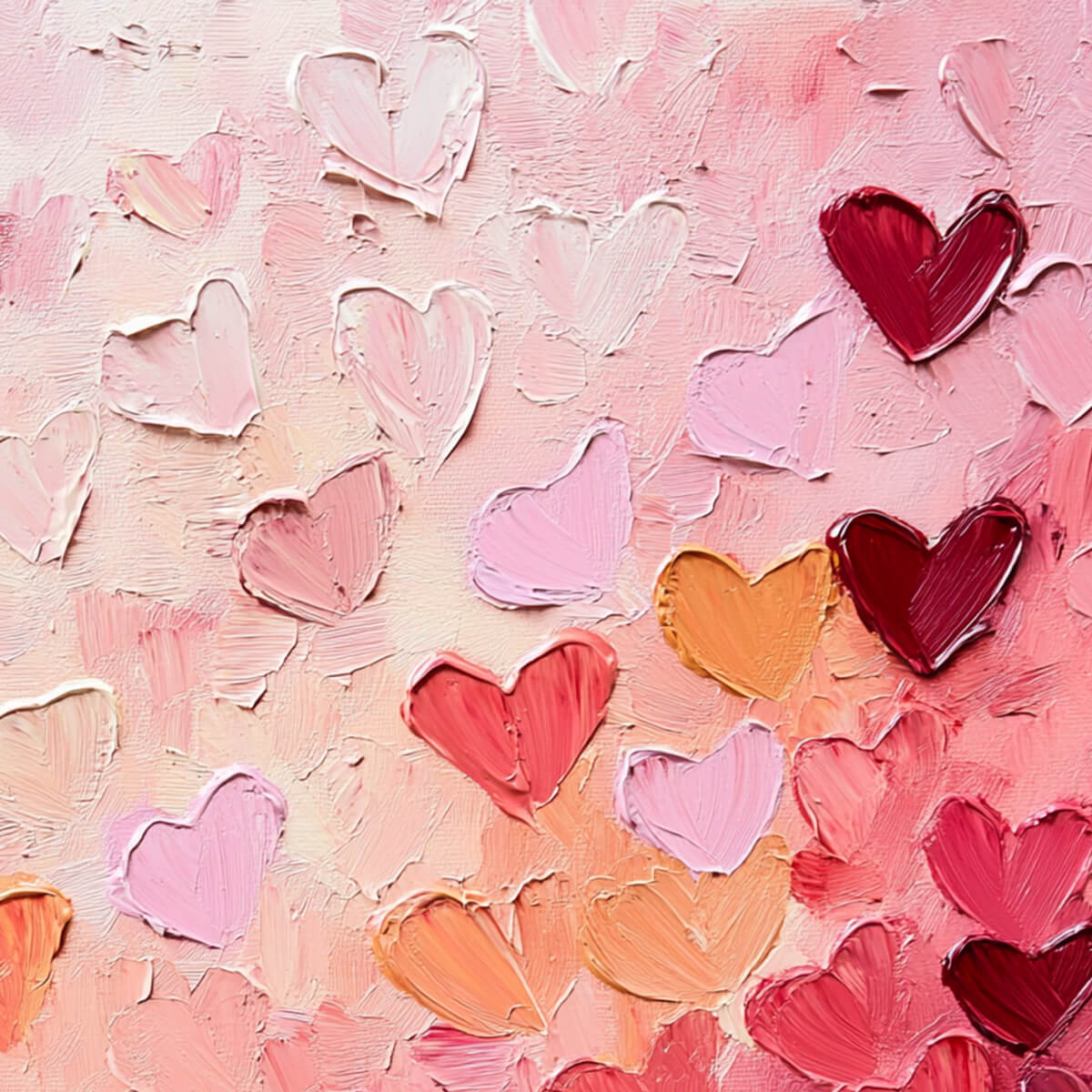 HEARTSCAPE: Textured Impasto Abstract Oil Painting in Pink and Red