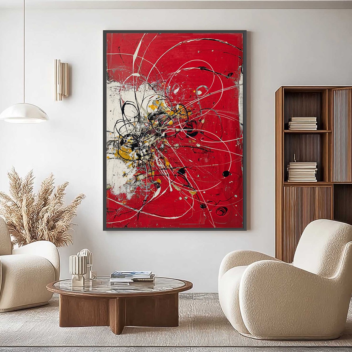 IGNITION: Bold Red and Black Abstract Expressionist Wall Art