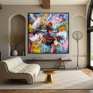 INNER DIALOGUE: Colorful Abstract Portrait Impasto Wall Art