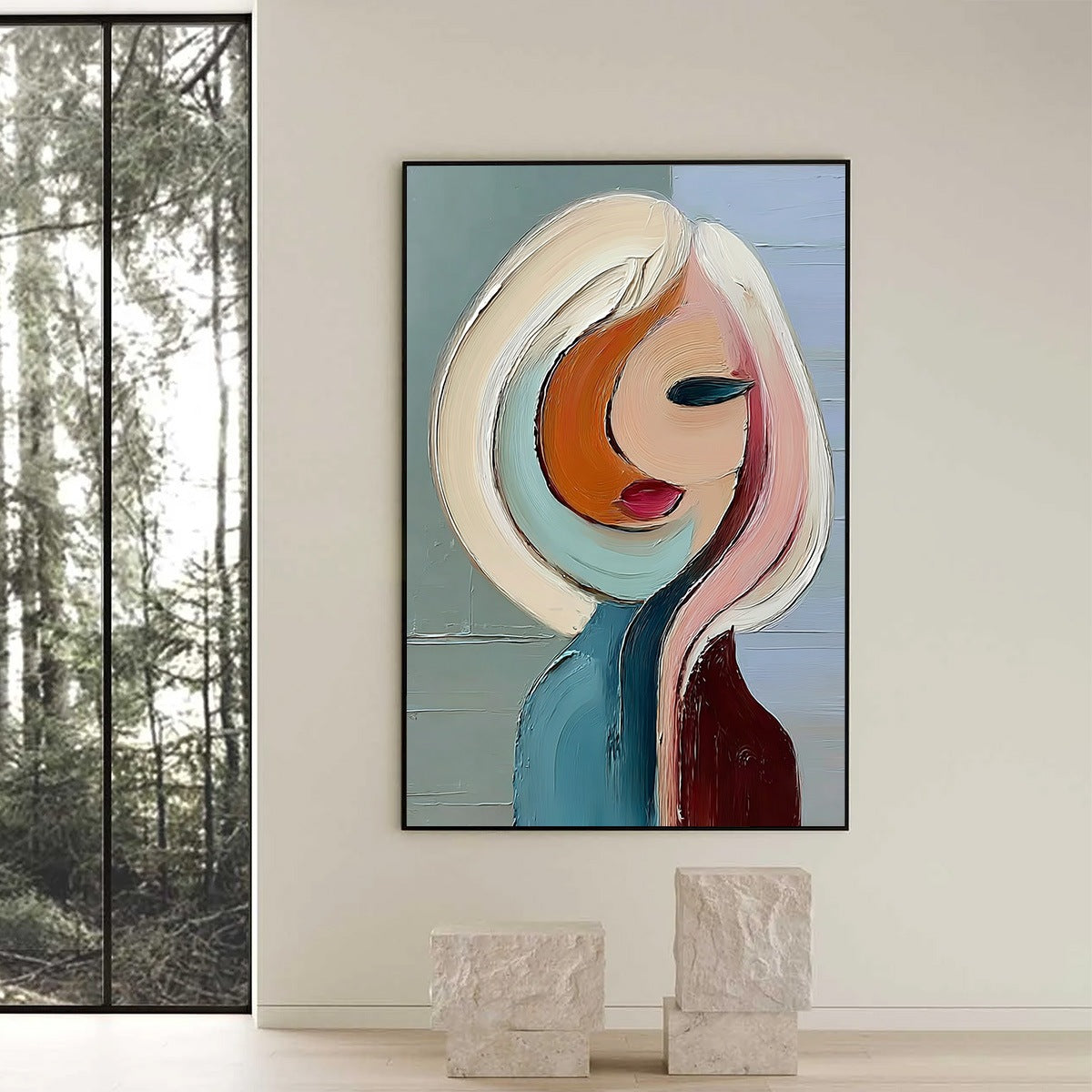 INNER WORLD: Textured Abstract Figurative Portrait Painting