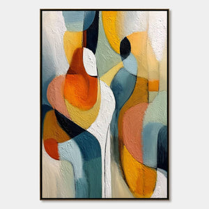 INTERPLAY: Colorful Textured Abstract Oil Painting for Modern Decor