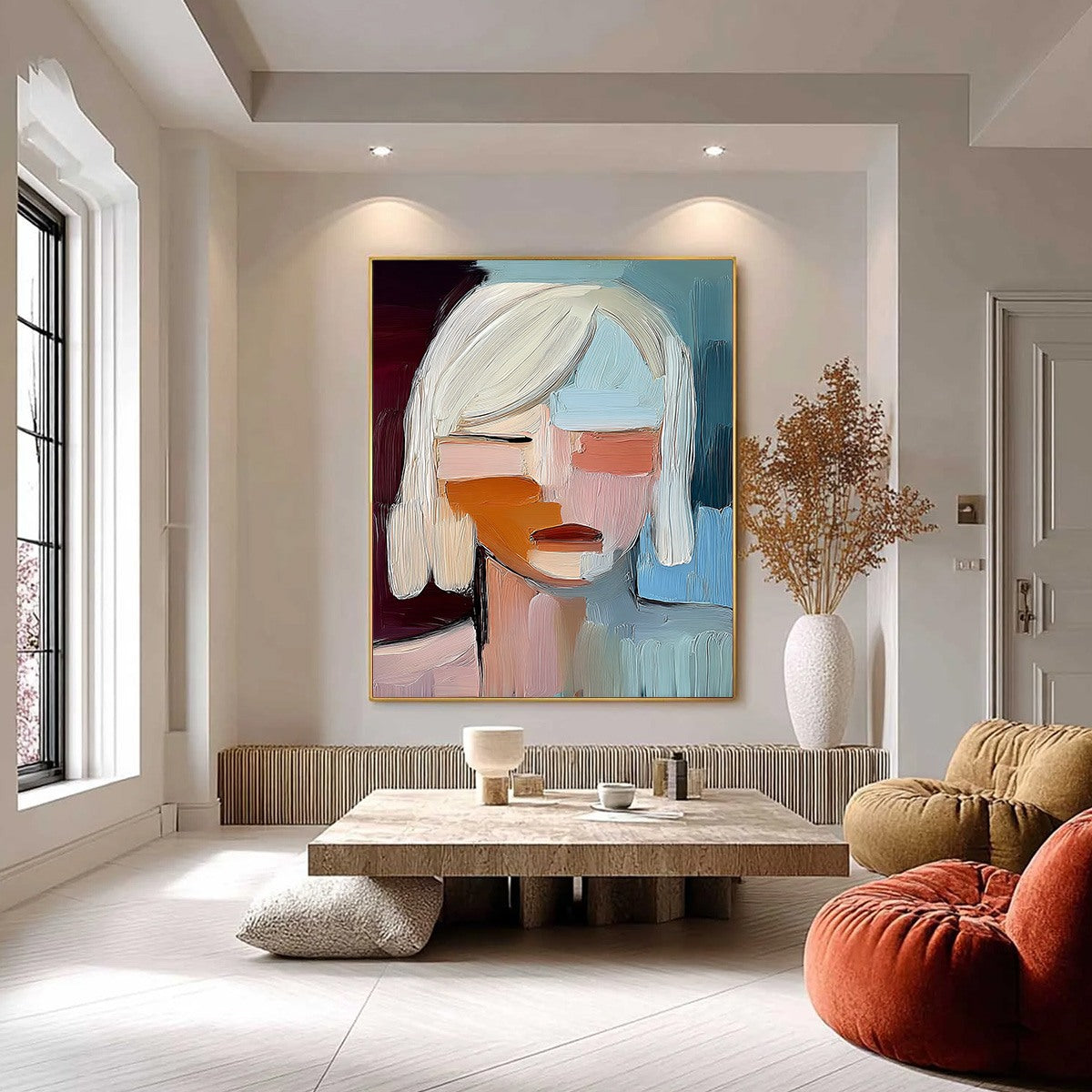 INWARD GAZE: Expressive Abstract Portrait Oil Painting with Textured Brushstrokes