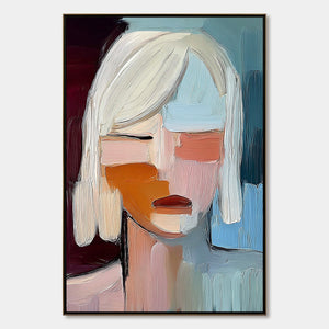 INWARD GAZE: Expressive Abstract Portrait Oil Painting with Textured Brushstrokes