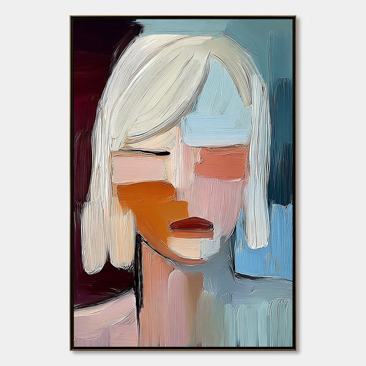 INWARD GAZE: Expressive Abstract Portrait Oil Painting with Textured Brushstrokes