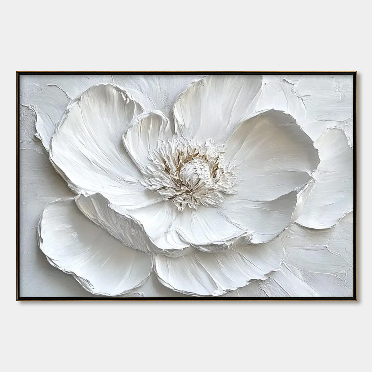 IVORY BLOOM: Minimalist Textured Floral Oil Painting