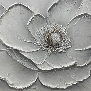 IVORY BLOOM: Minimalist Textured Floral Oil Painting