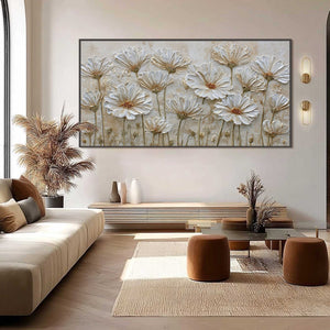 IVORY BLOOM: Textured Wabi Sabi Floral Impasto Painting