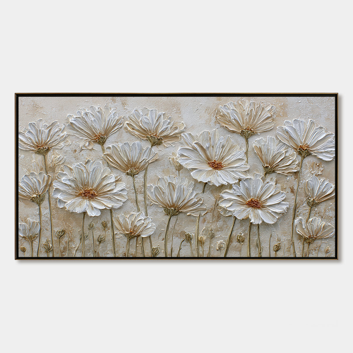 IVORY BLOOM: Textured Wabi Sabi Floral Impasto Painting