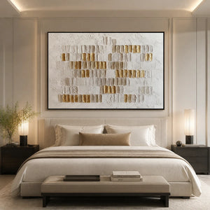 IVORY HALO: White Gold Relief Texture Abstract