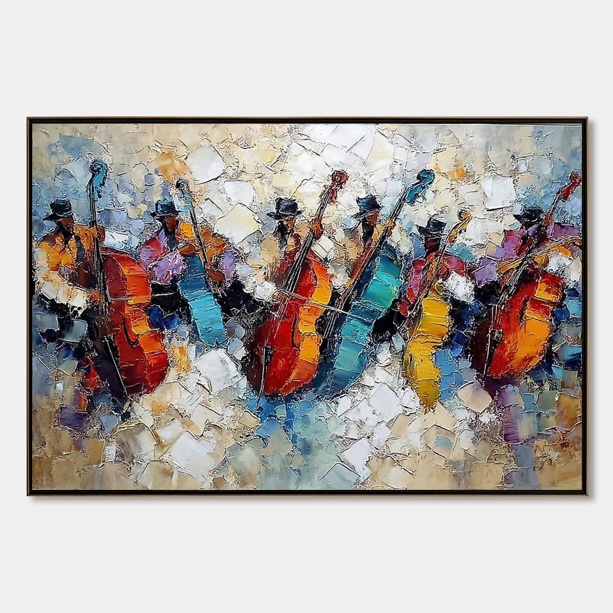 アート・デザイン・音楽 Walter Hamma Meister italienischer Jazzmen's Jam Textured Oil Painting | Abstract Musicians Wall Art