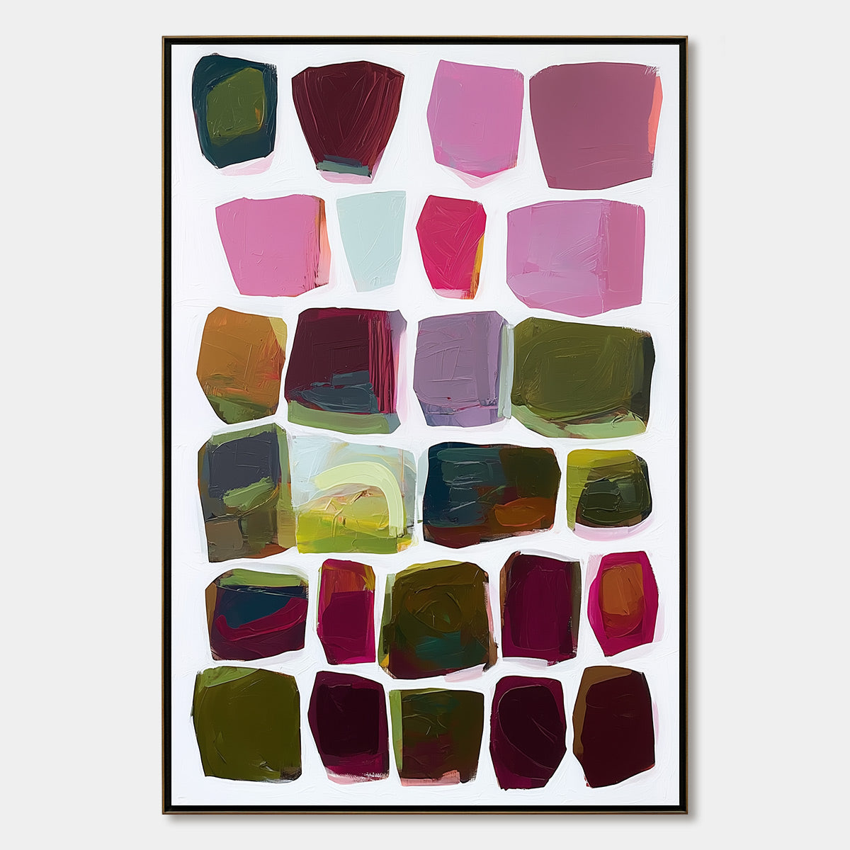 JEWEL TONES Abstract Geometric Oil Painting