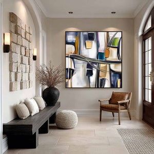 JUNCTION: Modern Abstract Textured Square Wall Art Painting