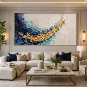 AZURE GILDED CURRENT displayed in a refined living room