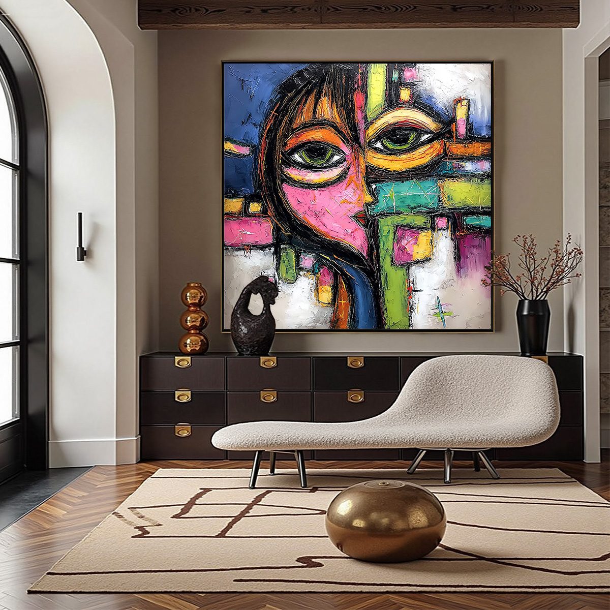 KALEIDOSCOPE GAZE: Colorful Abstract Portrait Impasto Oil Painting