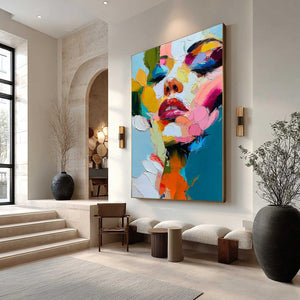 KALEIDOSCOPE SOUL: Colorful Abstract Impasto Portrait Oil Painting