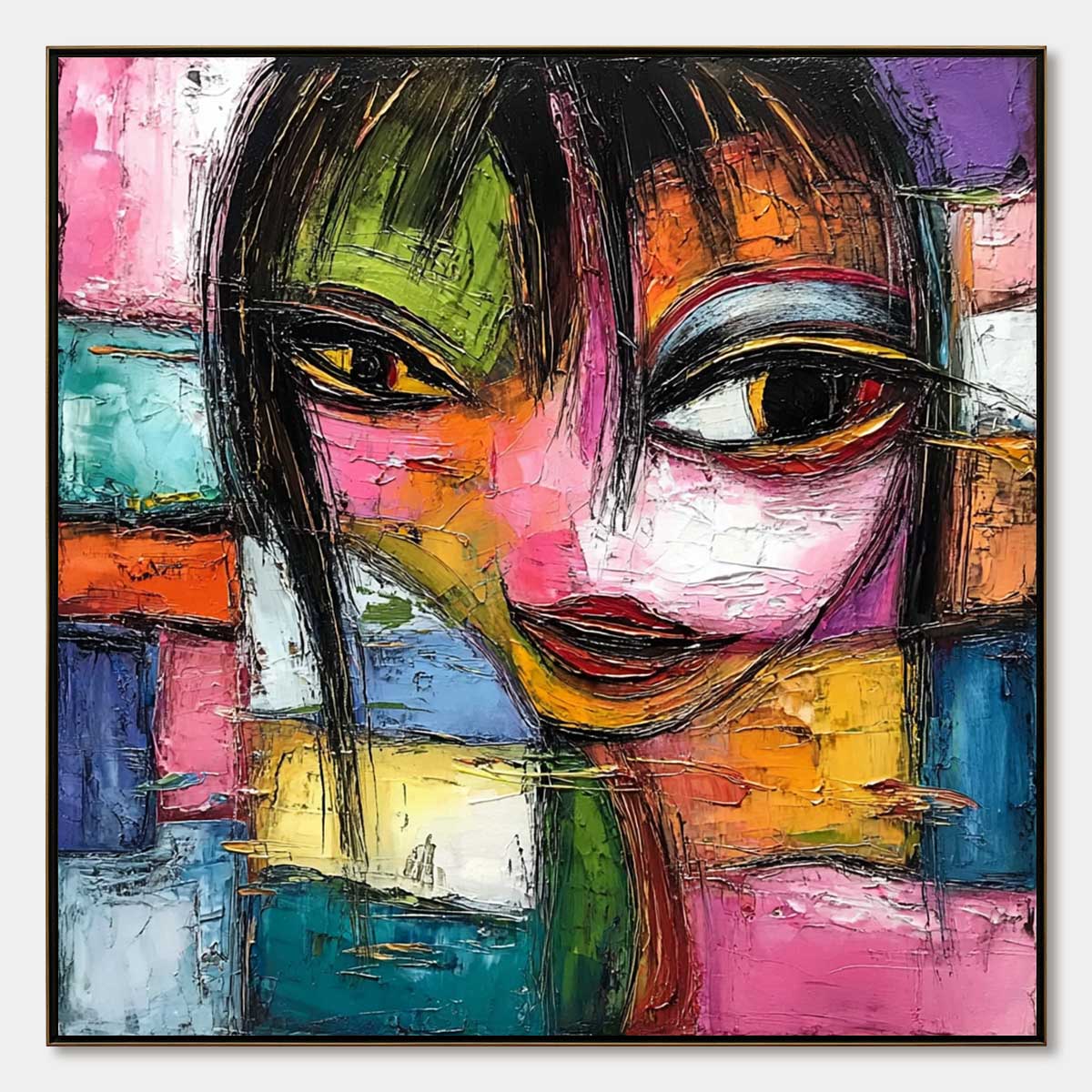 KALEIDOSCOPE SOUL: Colorful Abstract Impasto Portrait Oil Painting