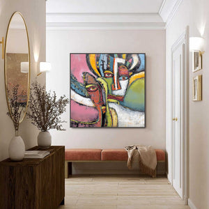 KINDRED SPIRITS: Colorful Abstract Impasto Portrait Oil Painting