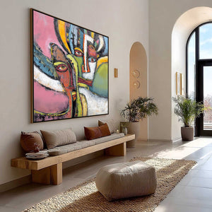 KINDRED SPIRITS: Colorful Abstract Impasto Portrait Oil Painting