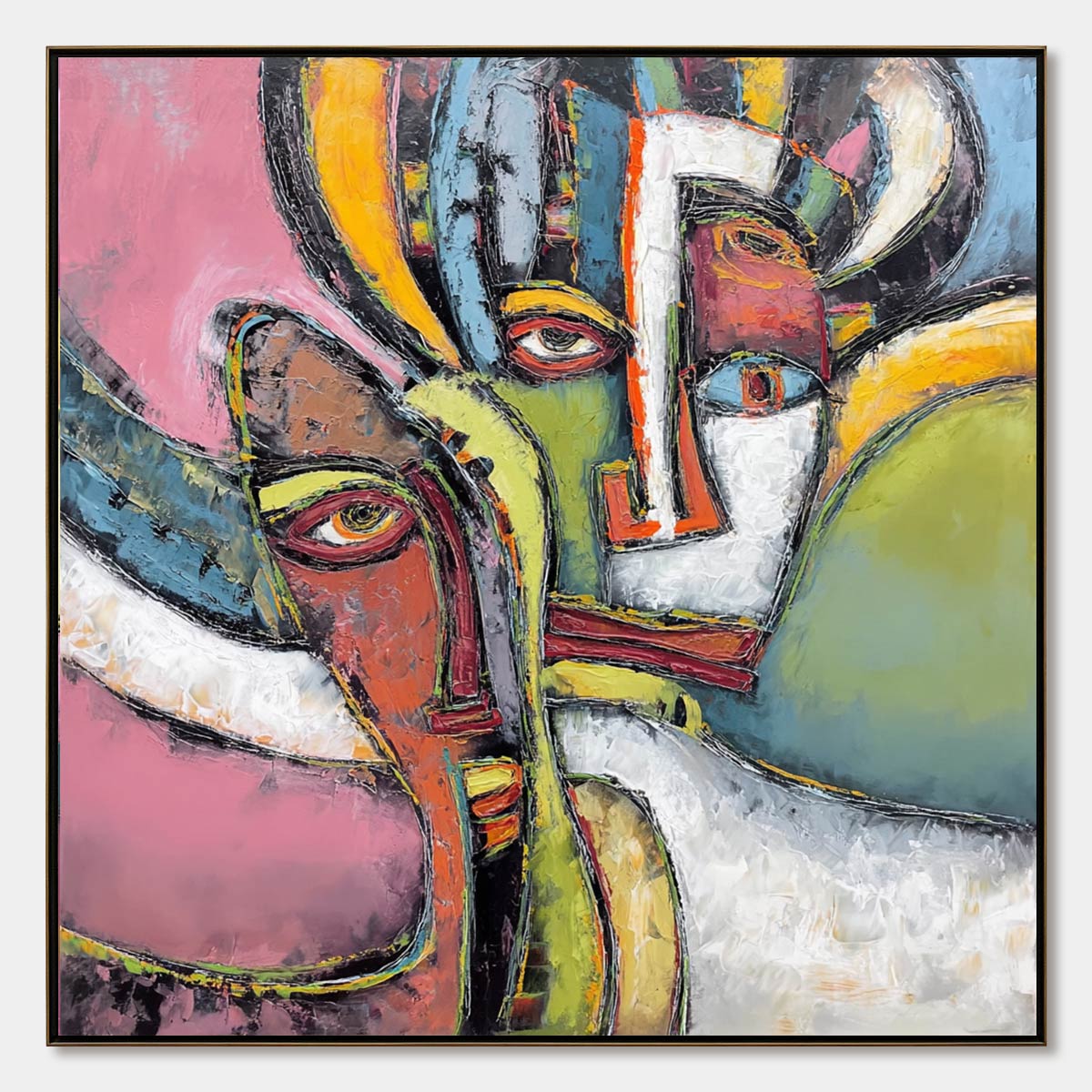 KINDRED SPIRITS: Colorful Abstract Impasto Portrait Oil Painting