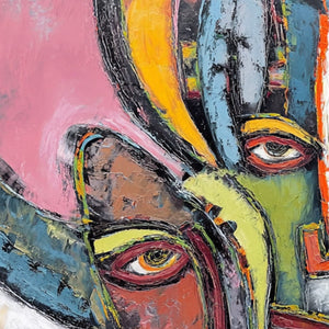 KINDRED SPIRITS: Colorful Abstract Impasto Portrait Oil Painting