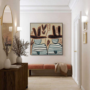 KINDRED SPIRITS: Modern Abstract Figurative Painting of Two Companions