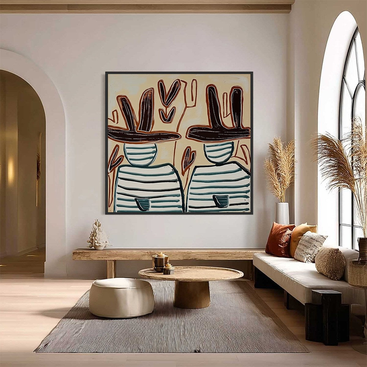 KINDRED SPIRITS: Modern Abstract Figurative Painting of Two Companions