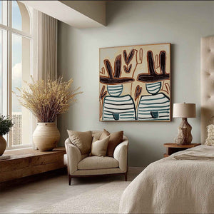KINDRED SPIRITS: Modern Abstract Figurative Painting of Two Companions