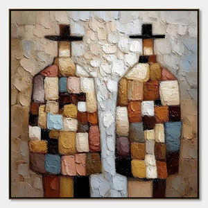 KINDRED SPIRITS: Textured Impasto Figurative Portrait Oil Painting