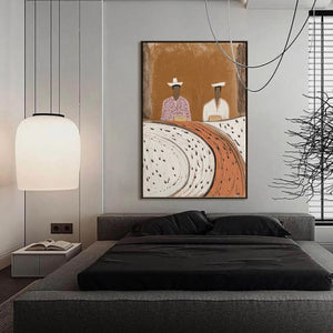 Textured Wabi-Sabi abstract painting 'Kindred Spirits', original acrylic wall art.