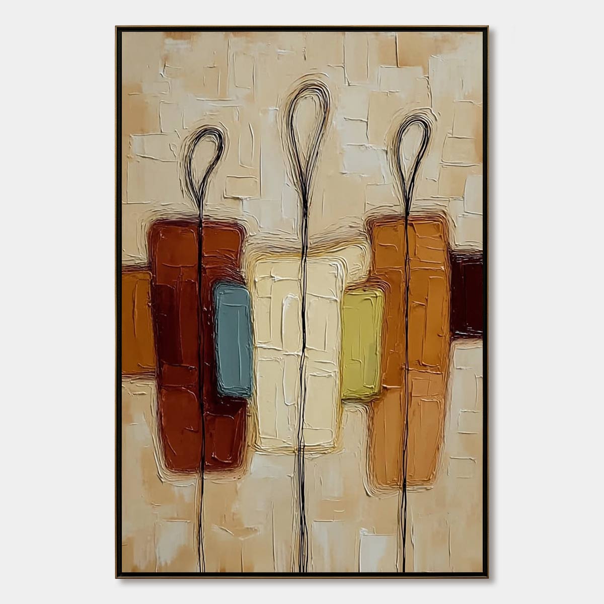 KINSHIP: Textured Abstract Figurative Painting of Three People
