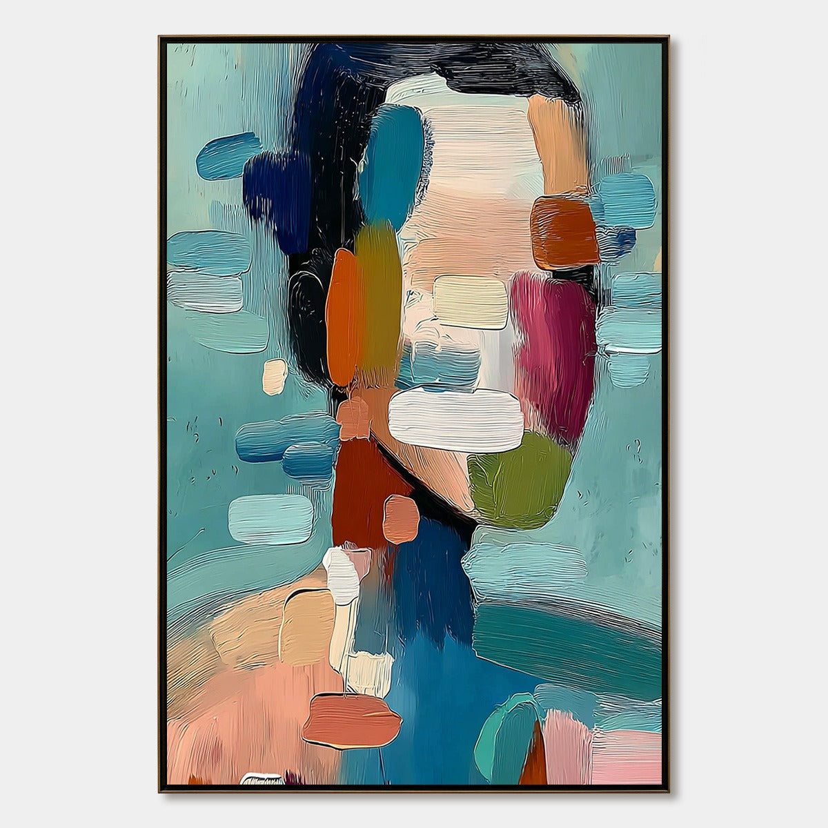 Kaleidoscope: Textured Abstract Portrait Oil Painting Wall Art