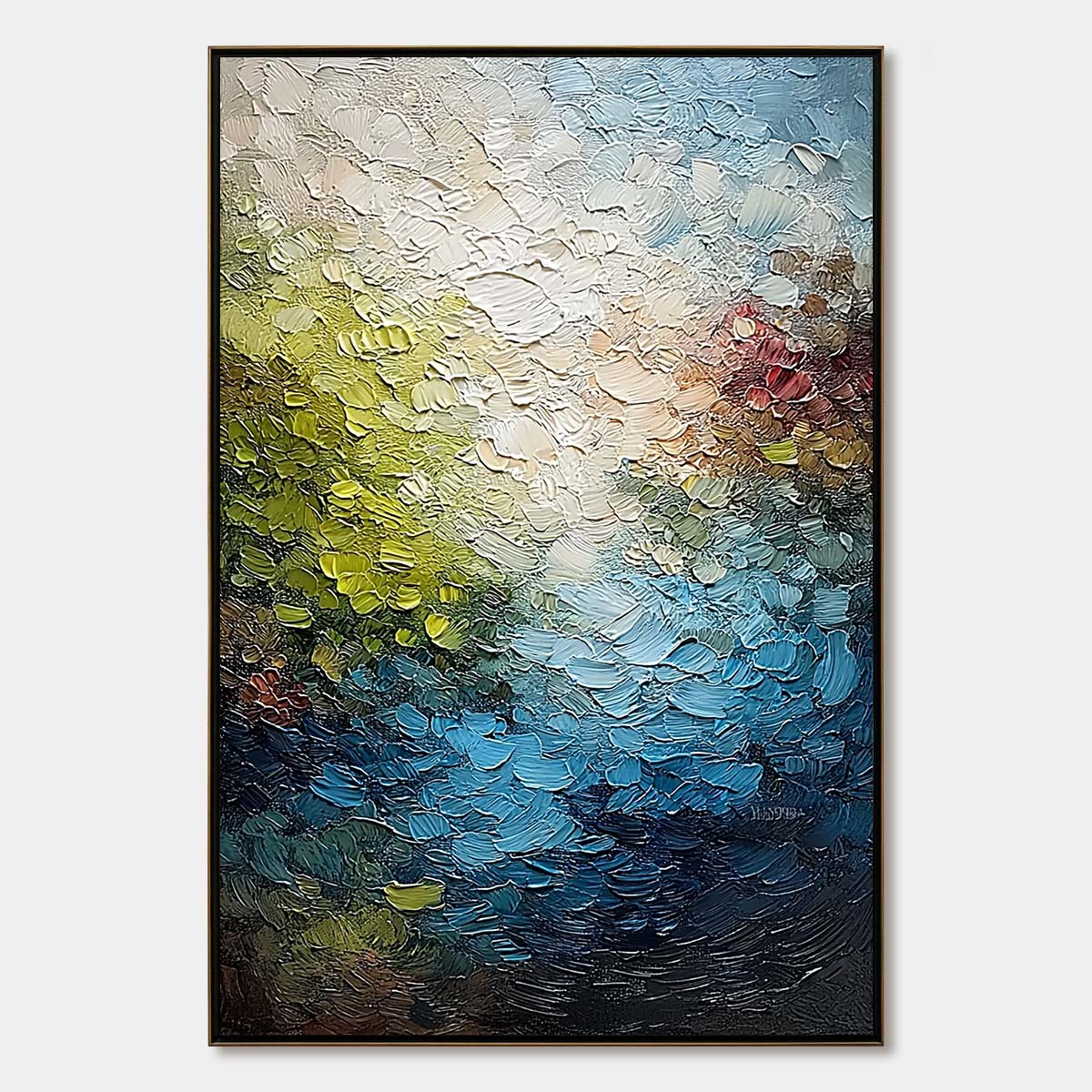 LAKESIDE REVERIE: Textured Abstract Landscape Impasto Oil Painting
