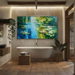LILY POND REVERIE: Textured Impressionist Water Lilies Oil Painting