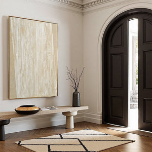 LINEAR CALM: Textured Minimalist Abstract Painting in Beige