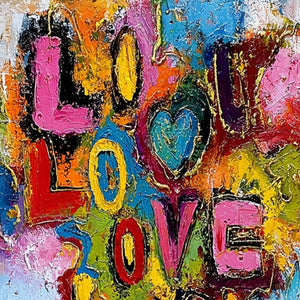 LOVE CASCADE: Colorful Textured Abstract Love Graffiti Wall Art