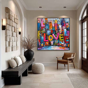LOVE EXPLOSION: Colorful Abstract Graffiti Style Textured Painting