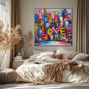 LOVE EXPLOSION: Colorful Abstract Graffiti Style Textured Painting