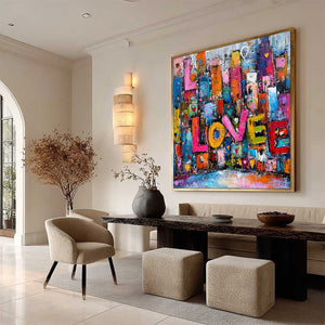 LOVE EXPLOSION: Colorful Abstract Graffiti Style Textured Painting