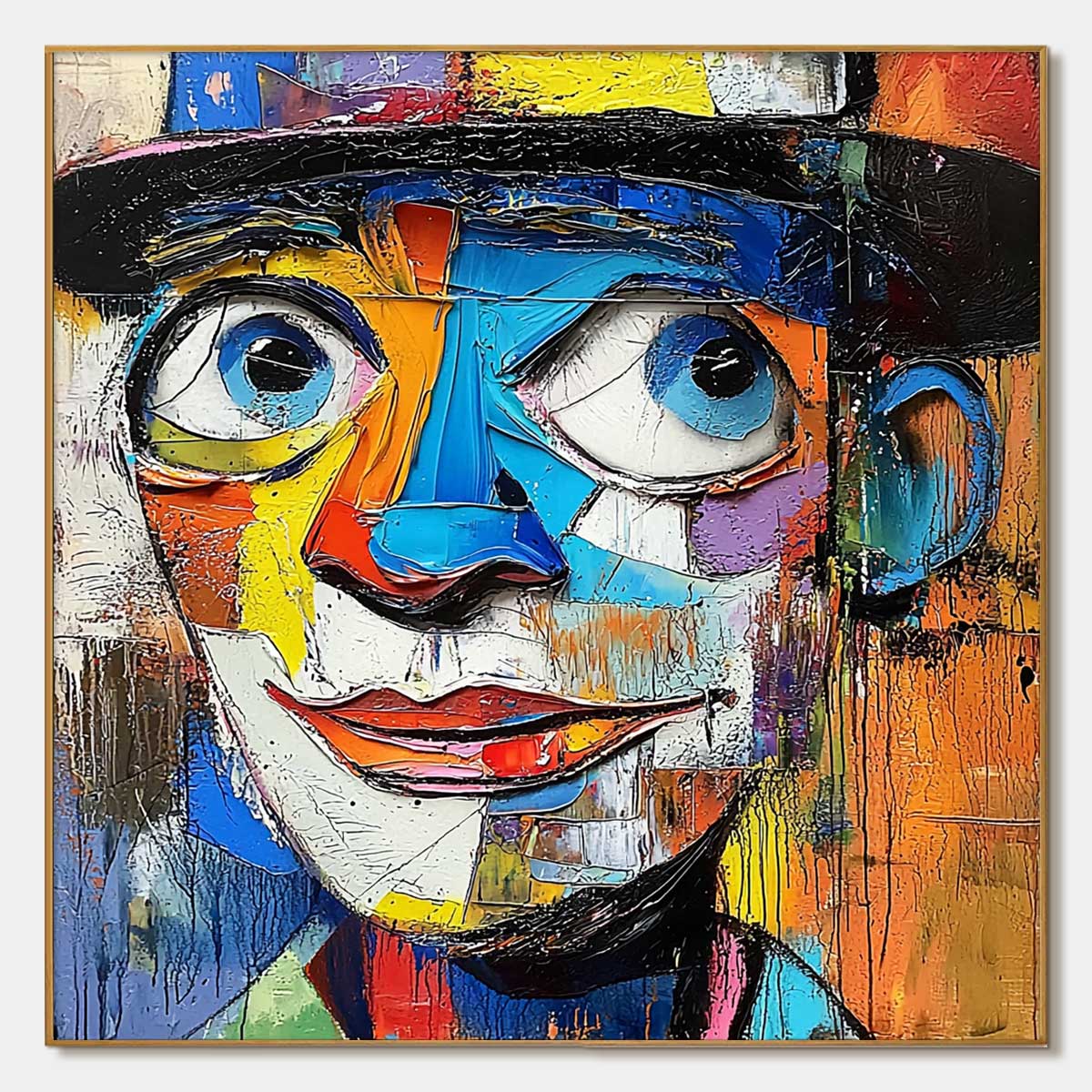 Laughing Eyes: Original Impasto Clown Portrait Oil Painting - Colorful Whimsical Wall Art