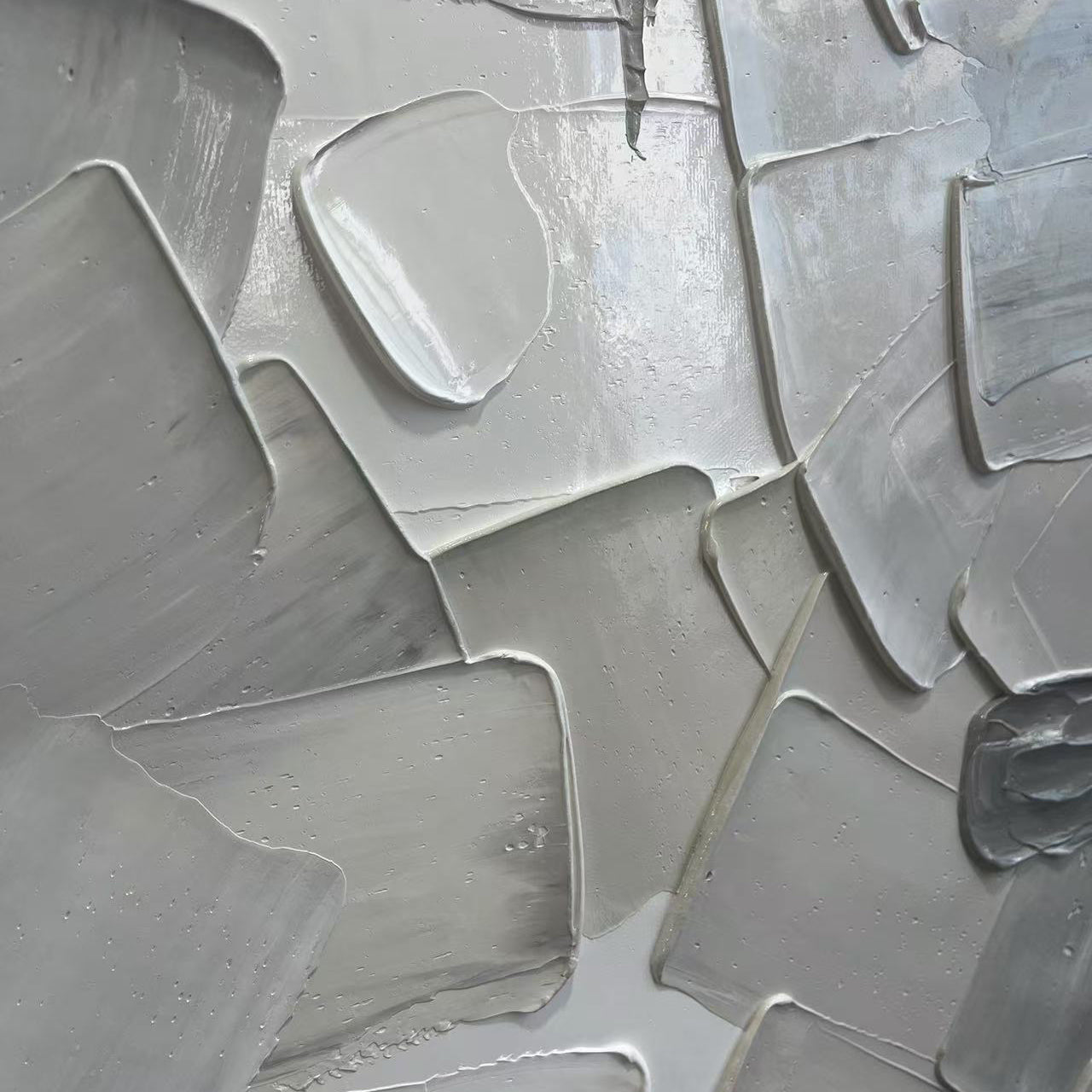 Layered Harmony: Original Textured Abstract Oil Painting - Grey and White Wall Art Decor