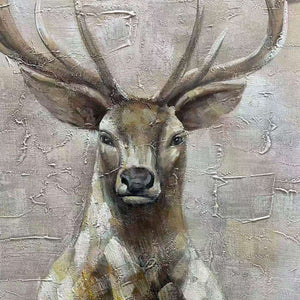 MAJESTIC STAG: Textured Stag Painting, Vertical Wall Art